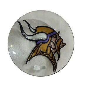 Collectible NFL Minnesota Vikings Glass Bird Bath/Serving Bowl 18" Round Logo